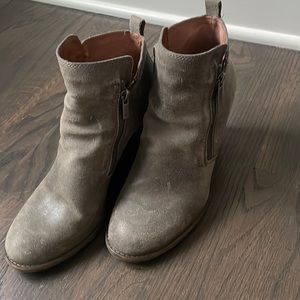 Lucky Brand Gray Weathered Wedge Booties